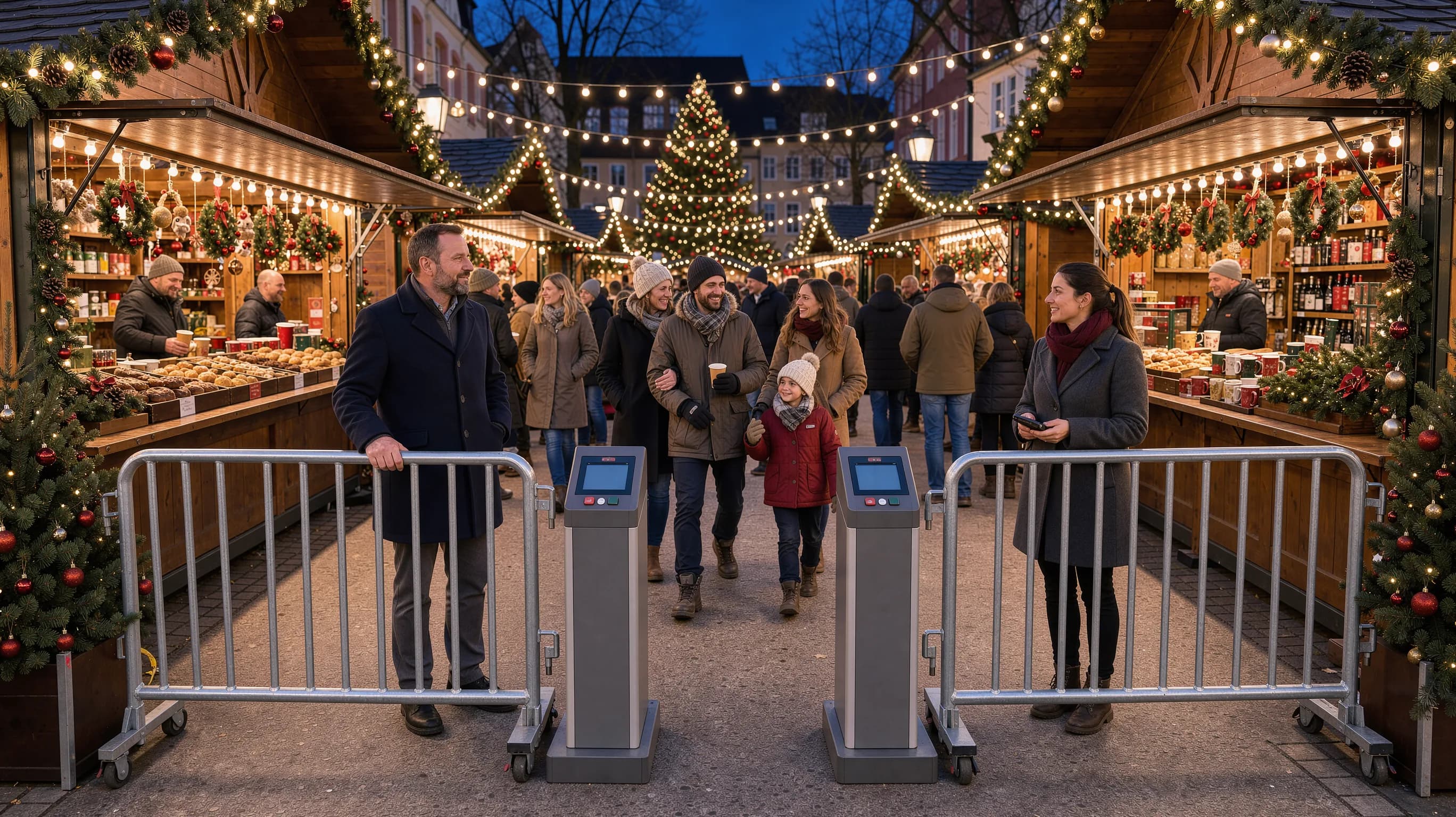 Weihnachtsmarkt Sicherheitskonzept: Pflichten, Zufahrtsschutz und Ordnerzahl